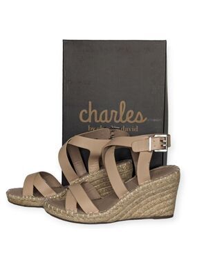 Charles by Charles David Nick Open-Toe Espadrille Wedge Sandals Women Beige 7M